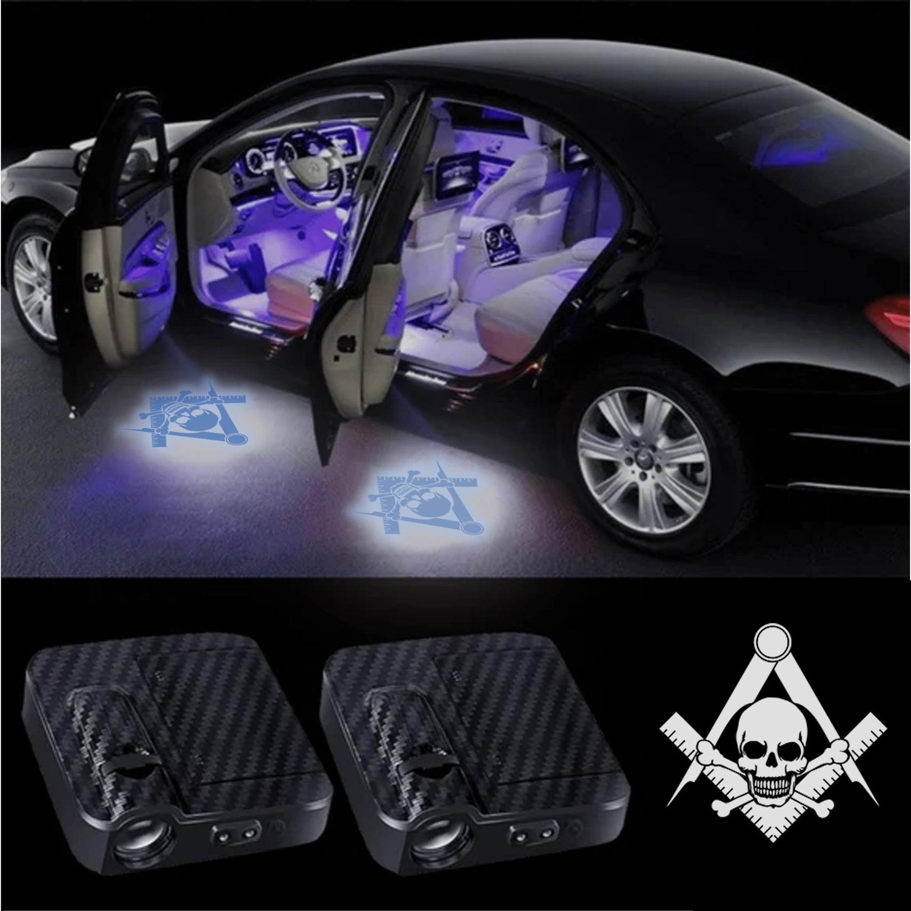 Widows Sons Car Door Light Projector - Customizable Wireless LED - Bricks Masons