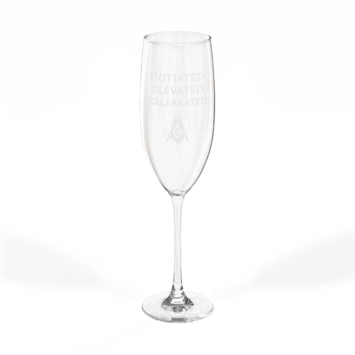 Master Mason Blue Lodge Champagne Flute - S&C G Initiated Elevated Celebrated