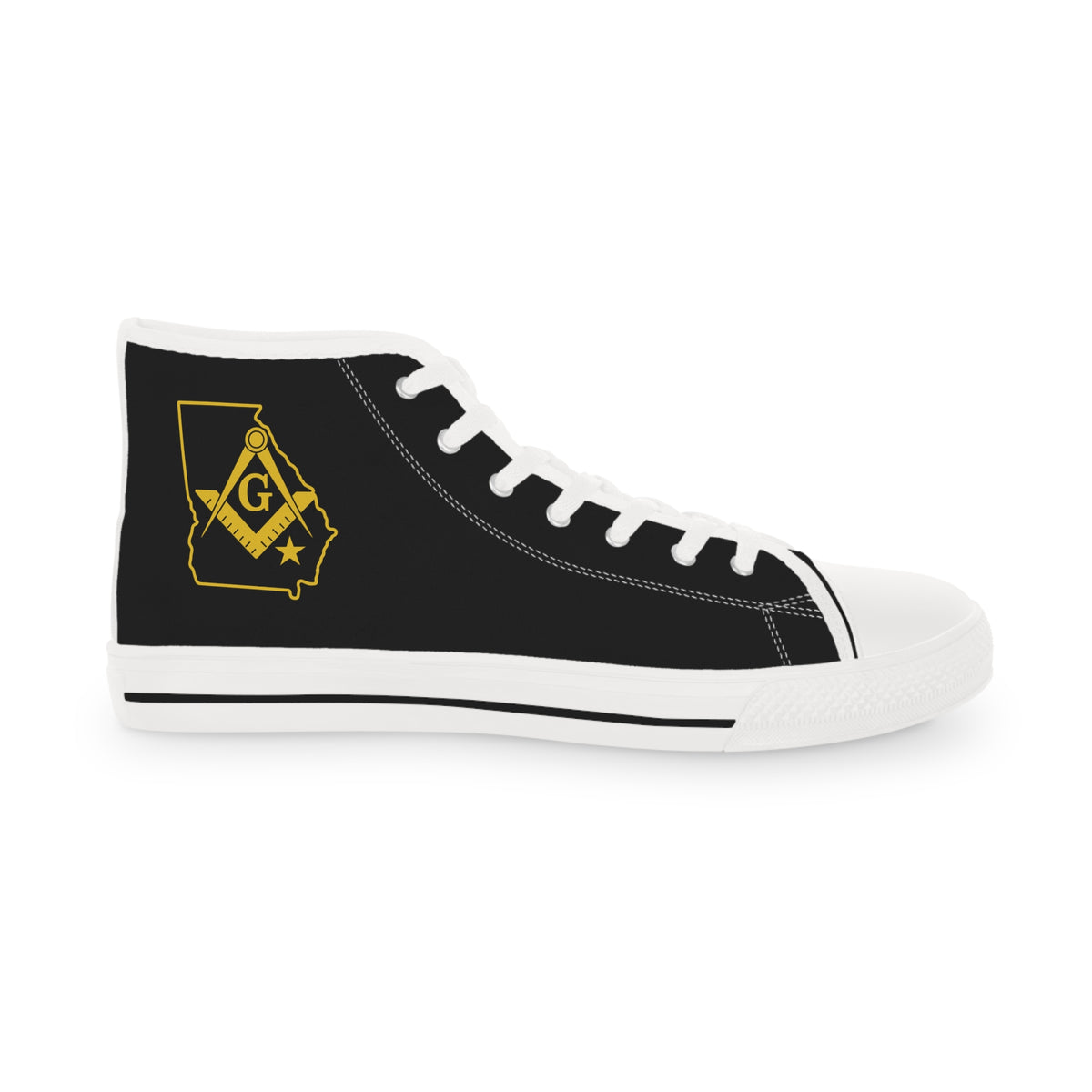 Master Mason Blue Lodge Sneaker - High Top Black & White Sole Georgia Map Mason - Bricks Masons