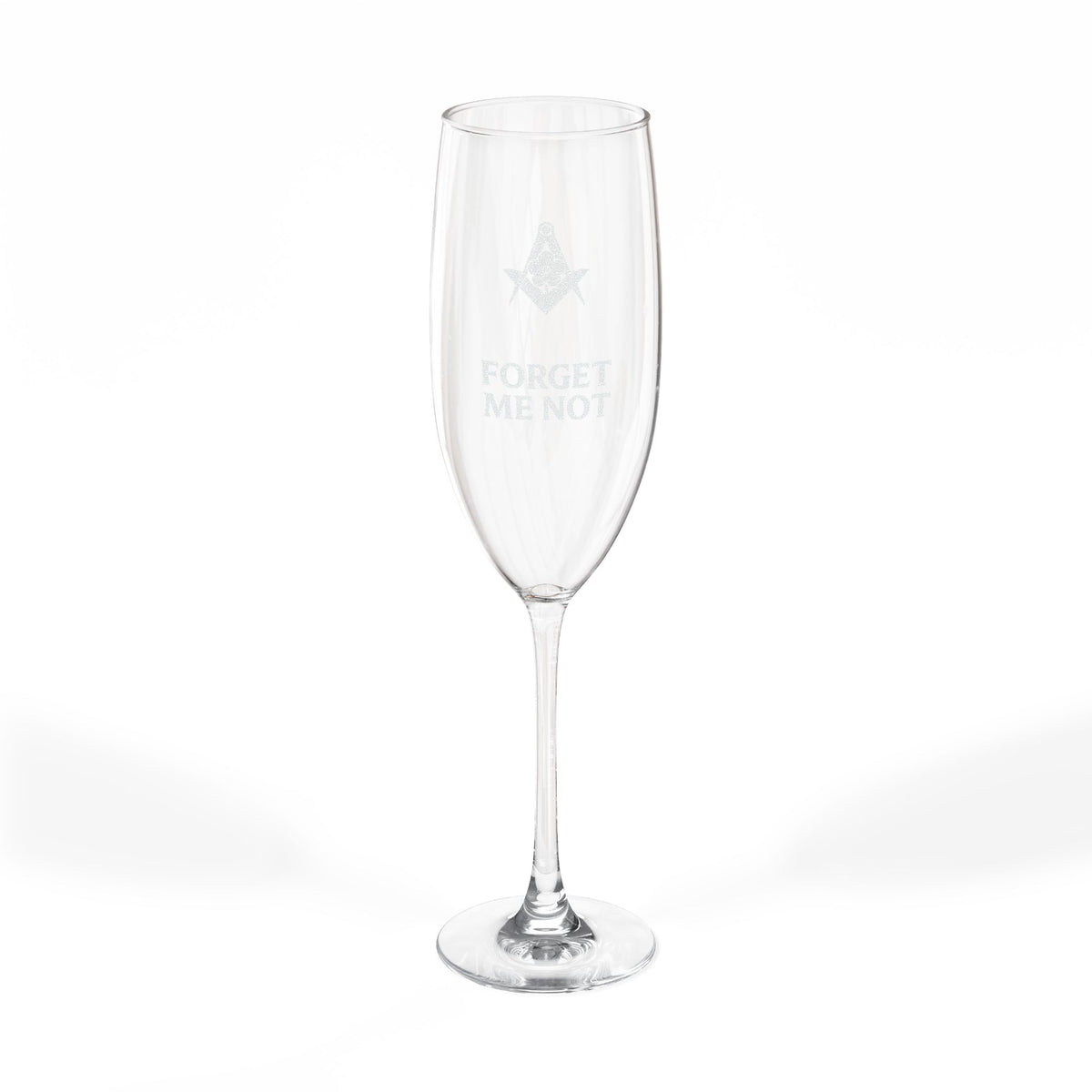 Master Mason Blue Lodge Champagne Flute - Square & Compasses Forget Me Not