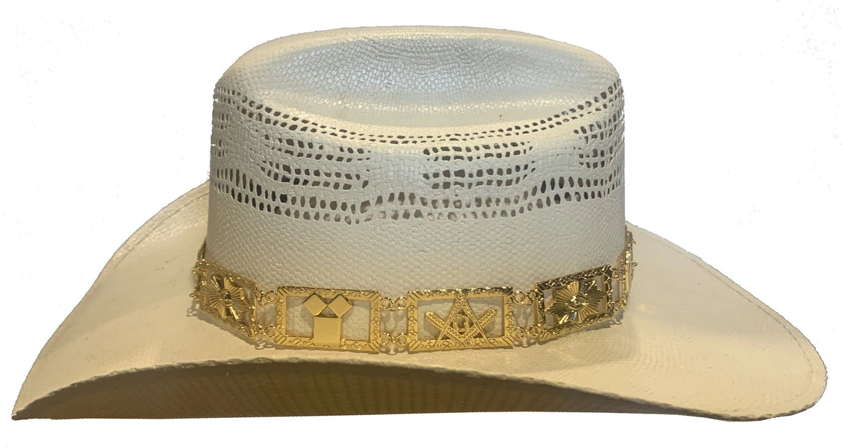 Master Mason Blue Lodge Hatband - Gold Jeweled - Bricks Masons