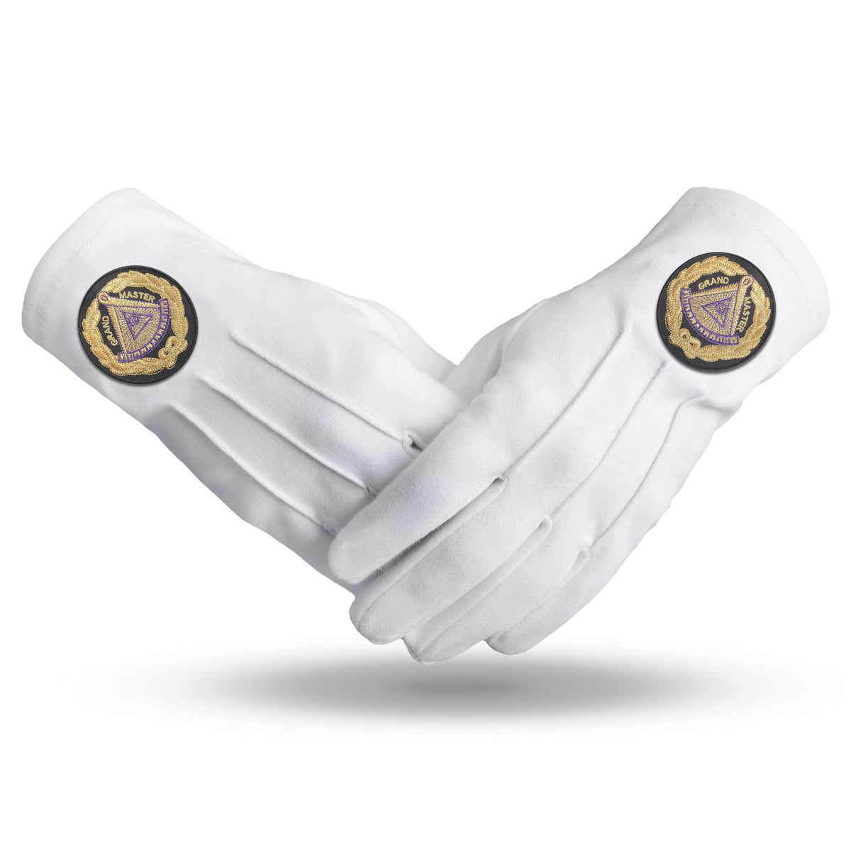 Grand Master Blue Lodge Glove - Machine Embroidery Black Patch - Bricks Masons