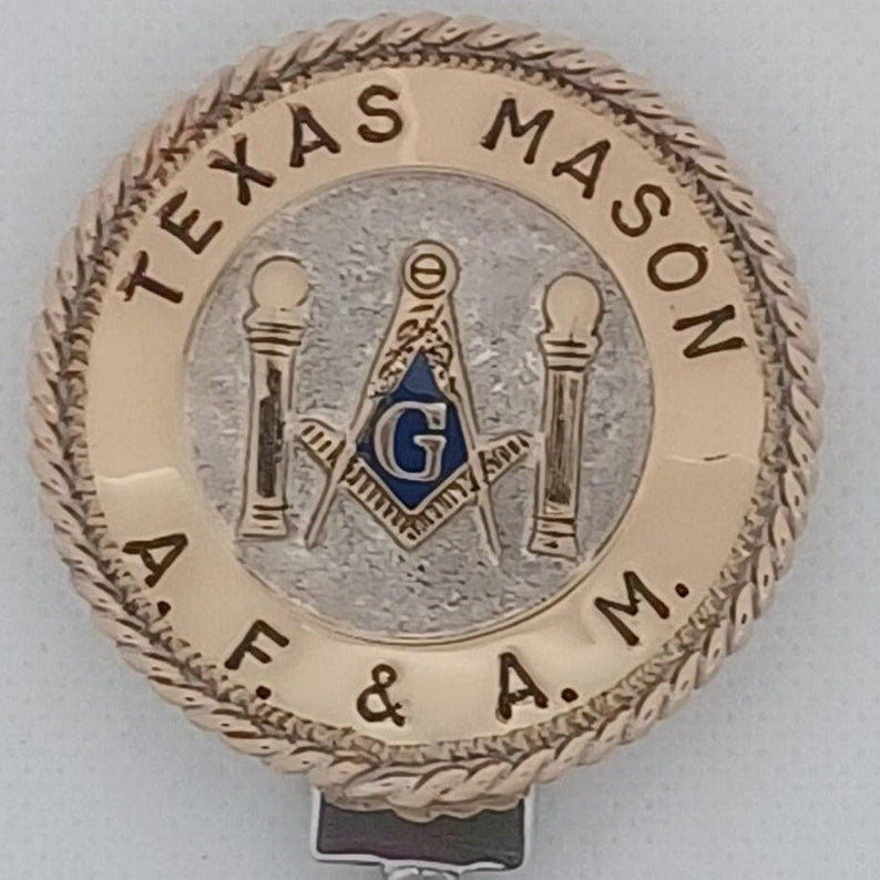 Master Mason Blue Lodge Keychain - Handcrafted Texas Mason & Double Columns - Bricks Masons