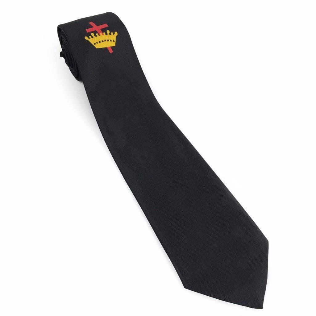 Knights Templar Commandery Necktie - Black Knights Templar Commandery Machine Embroidery - Bricks Masons