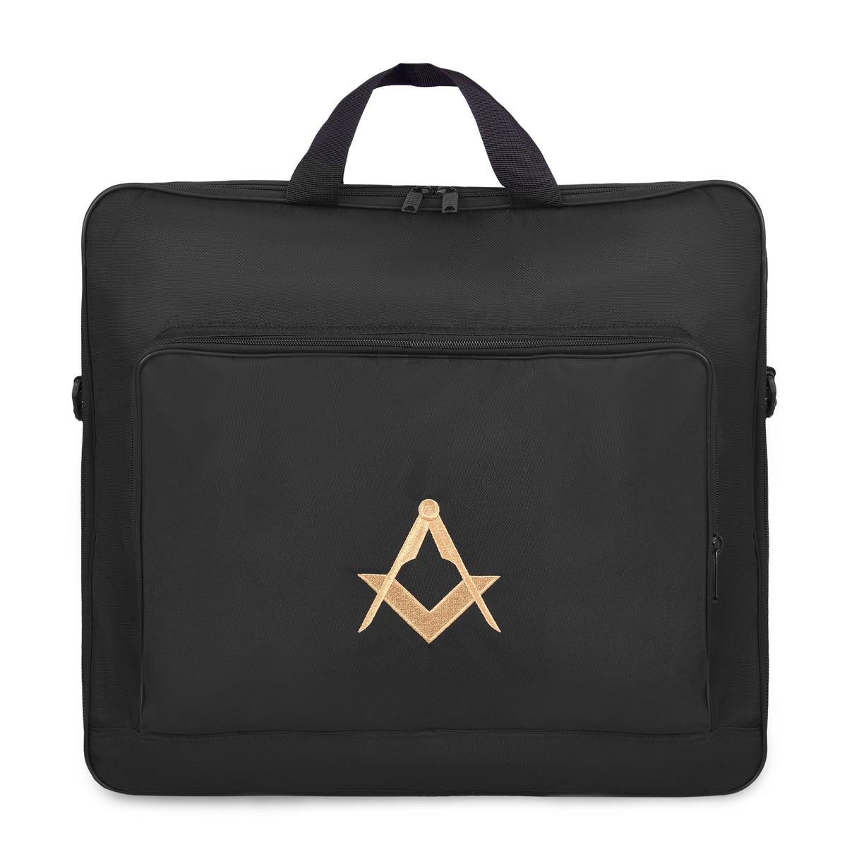 Master Mason Blue Lodge Apron Case - Black Cordura With Gold Square & Compass - Bricks Masons