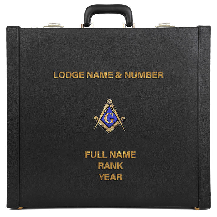 Master Mason Blue Lodge Apron Case - Hand Embroidery Personalization Various Sizes & Materials - Bricks Masons