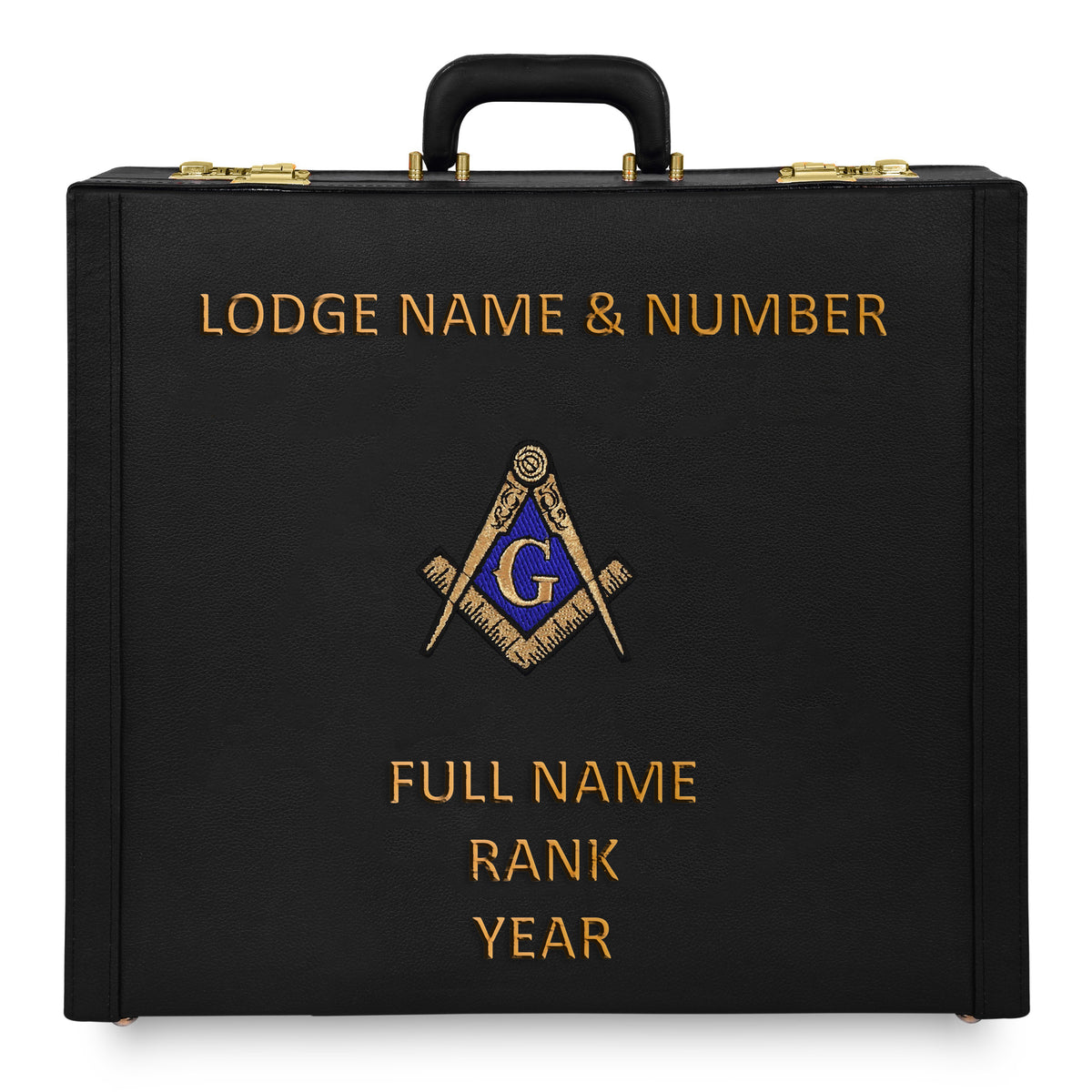 Master Mason Blue Lodge Apron Case - Hand Embroidery Personalization With Gold Lock - Bricks Masons