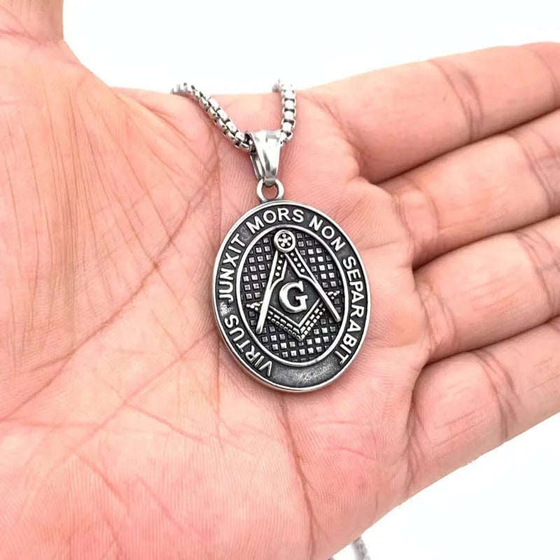 Master Mason Blue Lodge Pendant - Stainless Steel - Bricks Masons