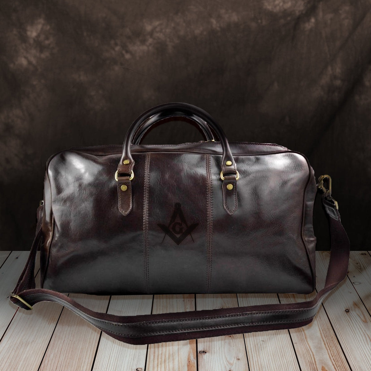 Master Mason Blue Lodge Travel Bag - Handmade Genuine Leather - Bricks Masons