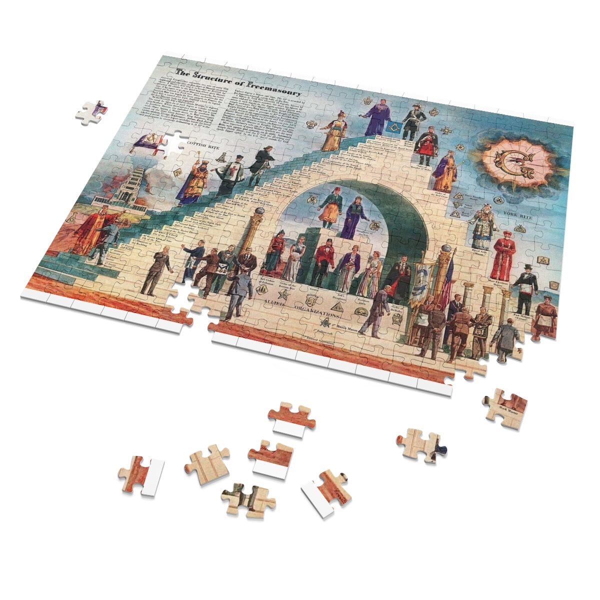 Masonic Puzzle - Jigsaw Structure Of Freemasonry - Bricks Masons