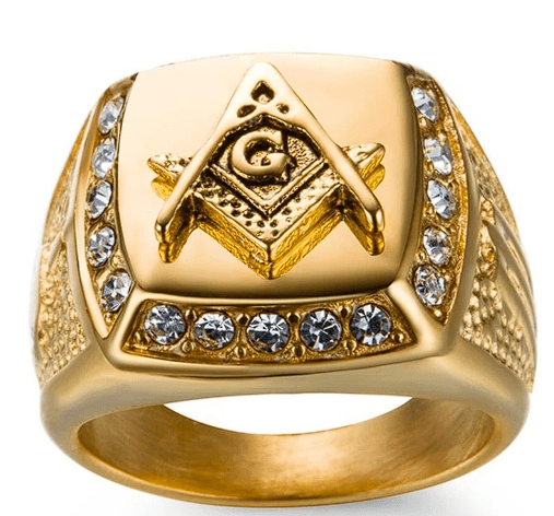 Master Mason Blue Lodge Ring - Zirconia in Gold