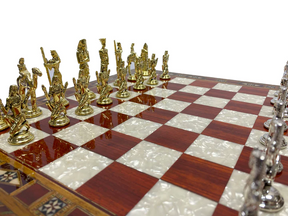 OES Chess Set - Wood Mosaic Pattern - Bricks Masons