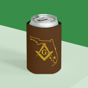 Master Mason Blue Lodge Can Cooler - Florida Mason Brown Color - Bricks Masons
