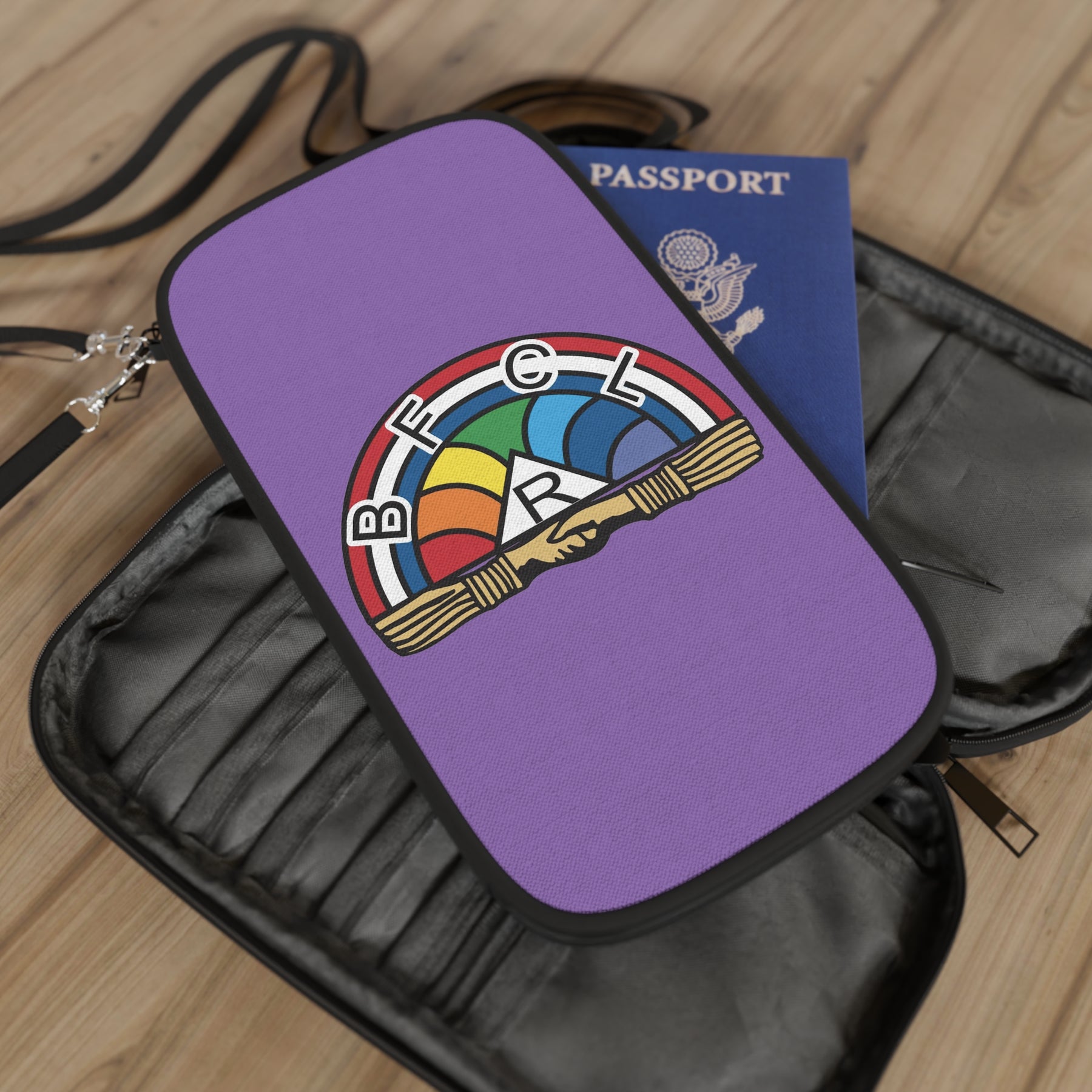 International Order of The Rainbow For Girls Passport Wallet - Purple With Colorful Emblem - Bricks Masons