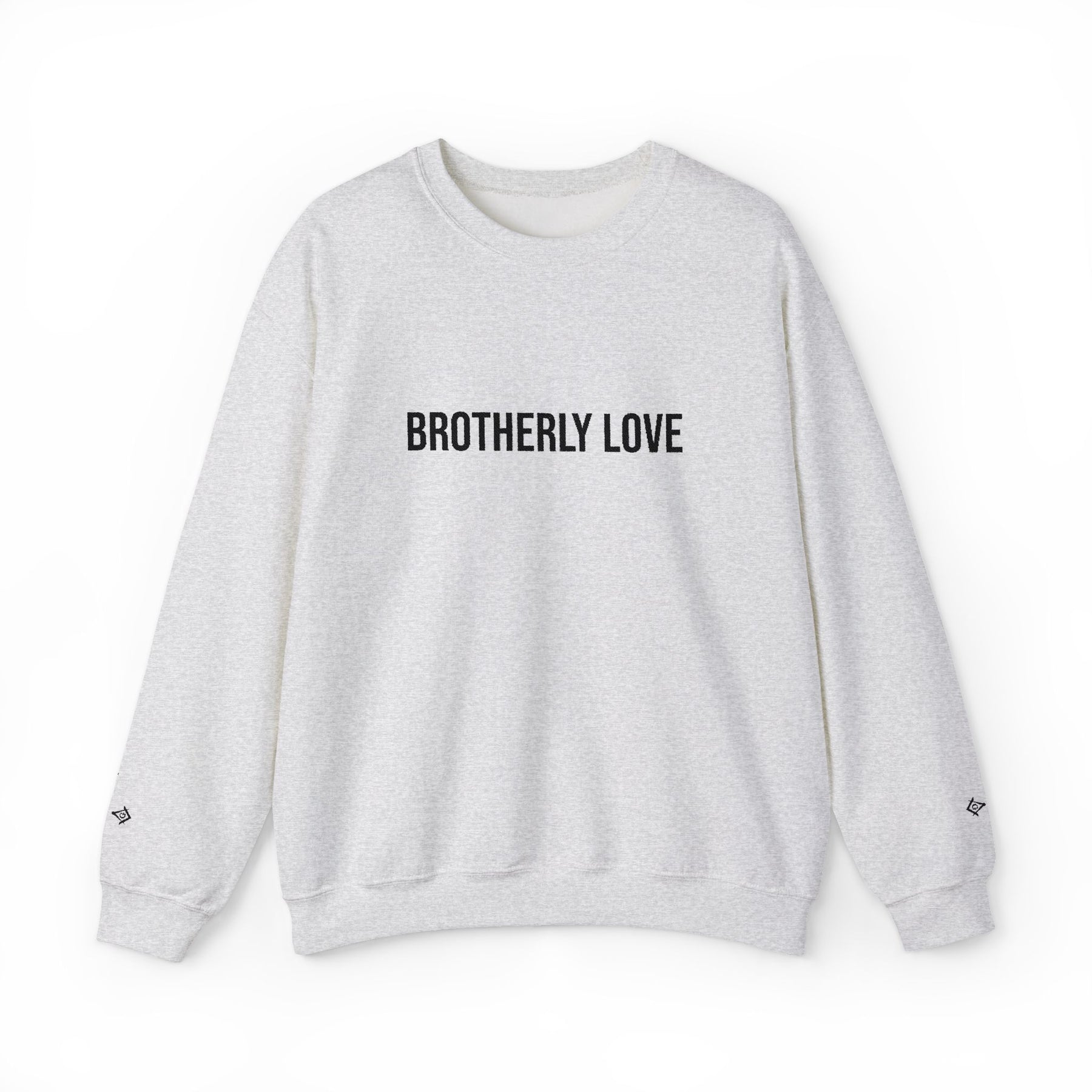 Master Mason Blue Lodge Sweatshirt - Brotherly Love Front & Sleeves Embroidery - Bricks Masons