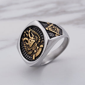 33rd Degree Scottish Rite Ring - Silver & Gold - Bricks Masons