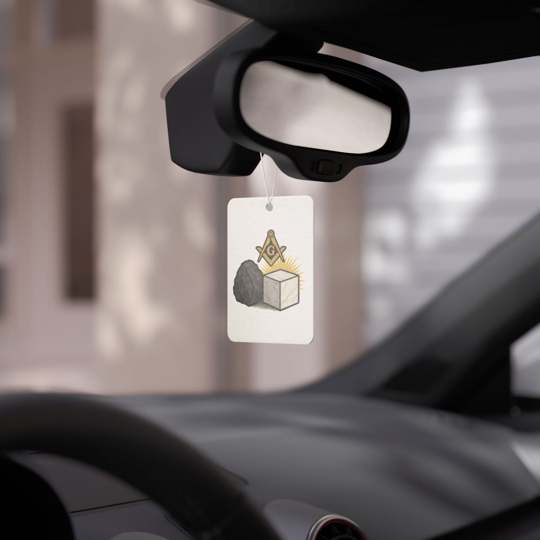 Master Mason Blue Lodge Car Air Freshener - Rough Ashlar & Perfect Ashlar Symbol - Bricks Masons