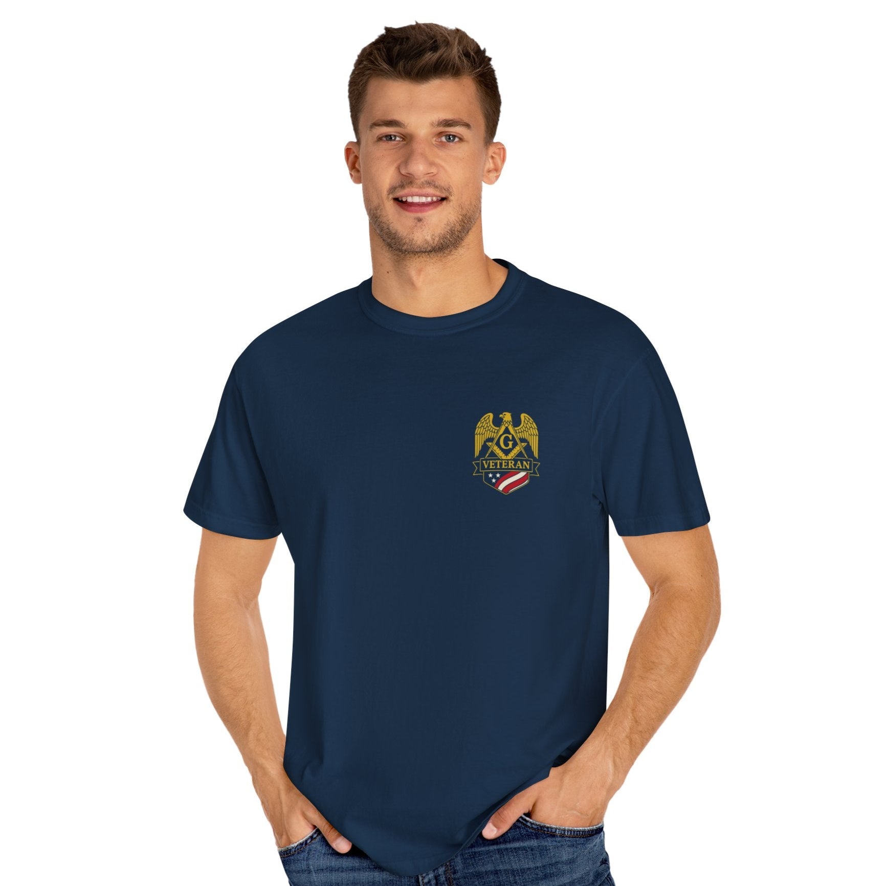 Master Mason Blue Lodge T-Shirt - Veteran Mason Garment-Dyed Tee - Bricks Masons