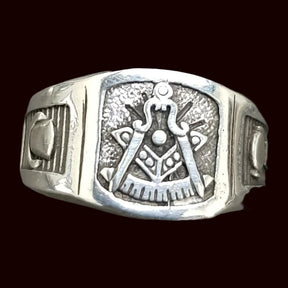 Masonic Ring Plumb Line Spade Silver Masonry 1.4 cm Art 1095 - Bricks Masons