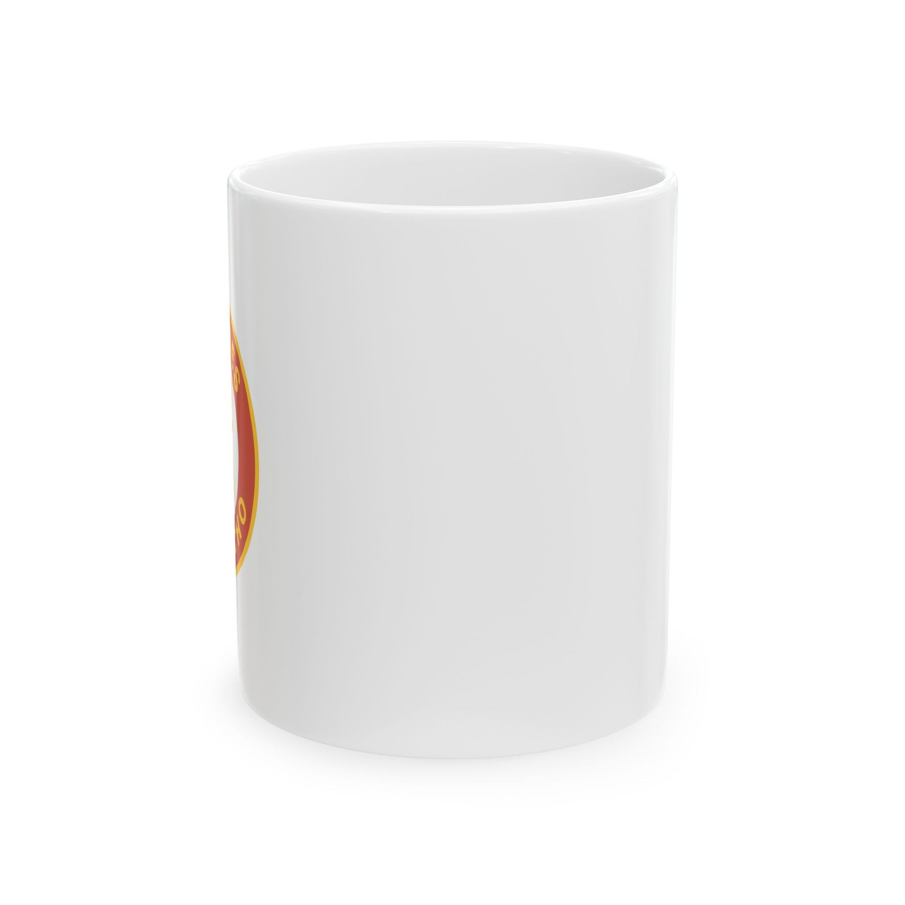 Heroines of Jericho Mug - White with Spinning Wheel and Chair Emblem - Bricks Masons