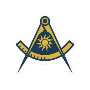 Past Master Blue Lodge Sticker Decal - Kiss-Cut Compass & Quadrant (Arc) - Bricks Masons
