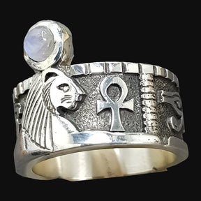 Egyptian Sekhmet Ring in Silver 1 cm 10 g Art 1135 - Bricks Masons