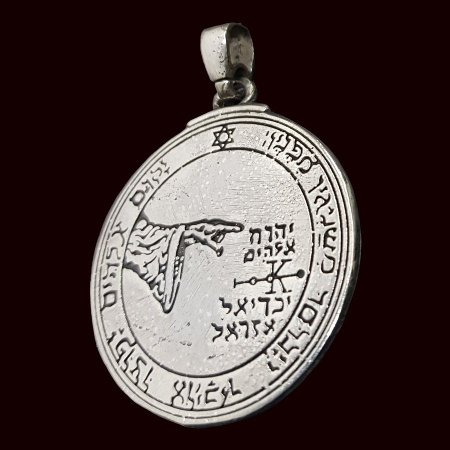 Solomon's Sixth Pentacle Pendant, Consecrated to the Moon, Silver, 4 cm, 20 g, 44 Seals of Solomon, Art. 1163 - Bricks Masons