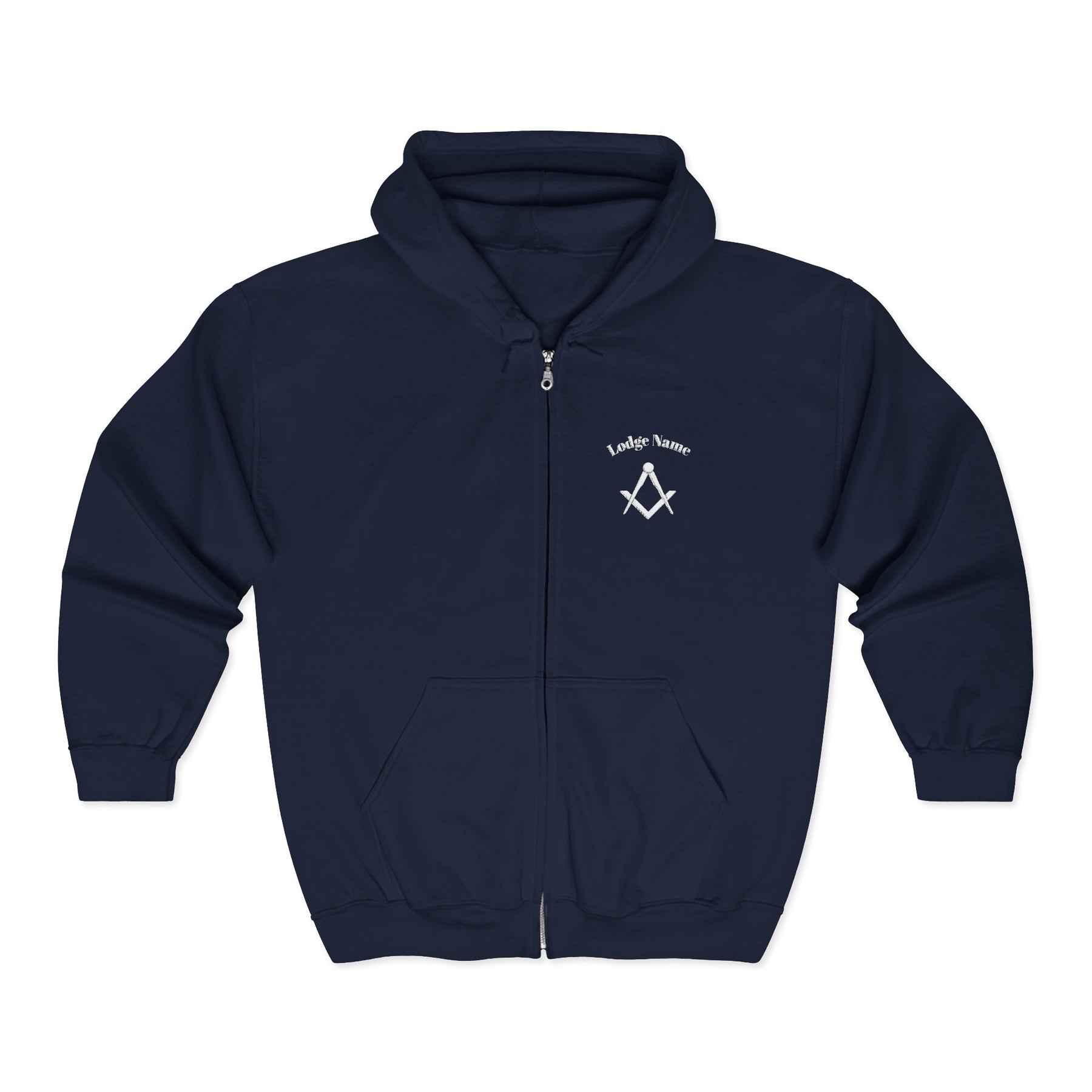 Master Mason Blue Lodge Hoodie - Zip Up Jacket Square & Compass with Personalization - Bricks Masons