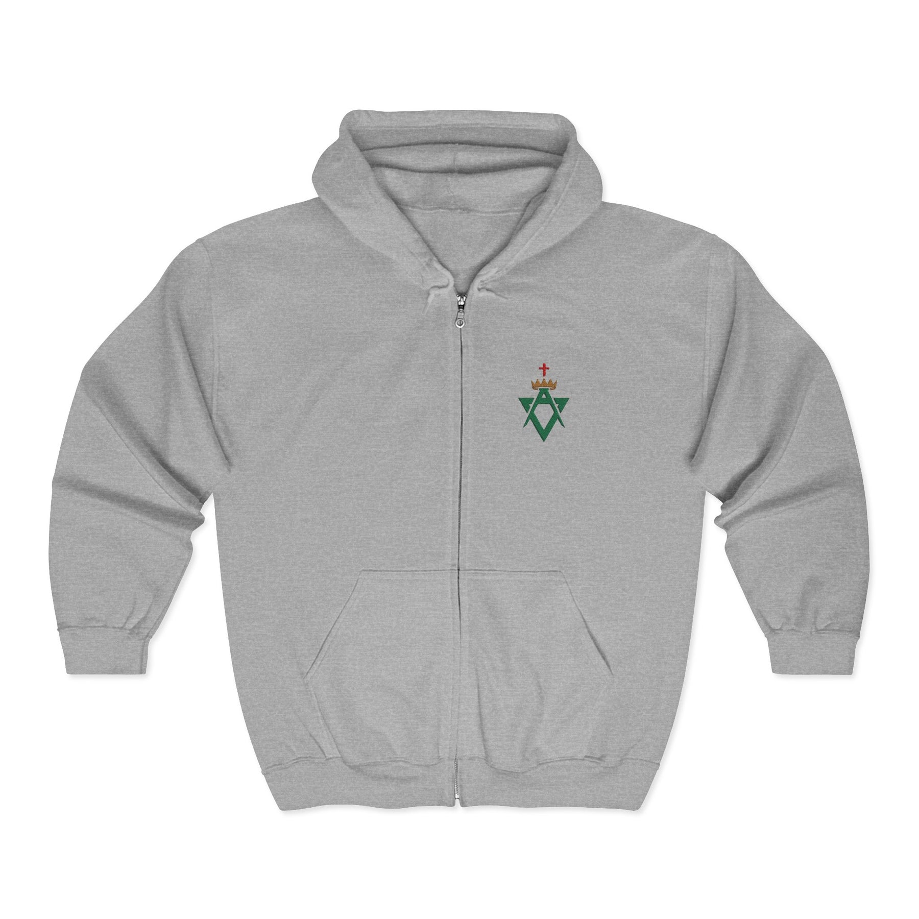 Allied Masonic Degrees Hoodie - Zip Up Jacket with AMD Emblem Embroidery - Bricks Masons