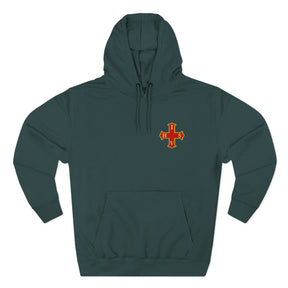 Red Cross of Constantine Hoodie - Three-Panel Fleece Chest Embroidered Motif - Bricks Masons