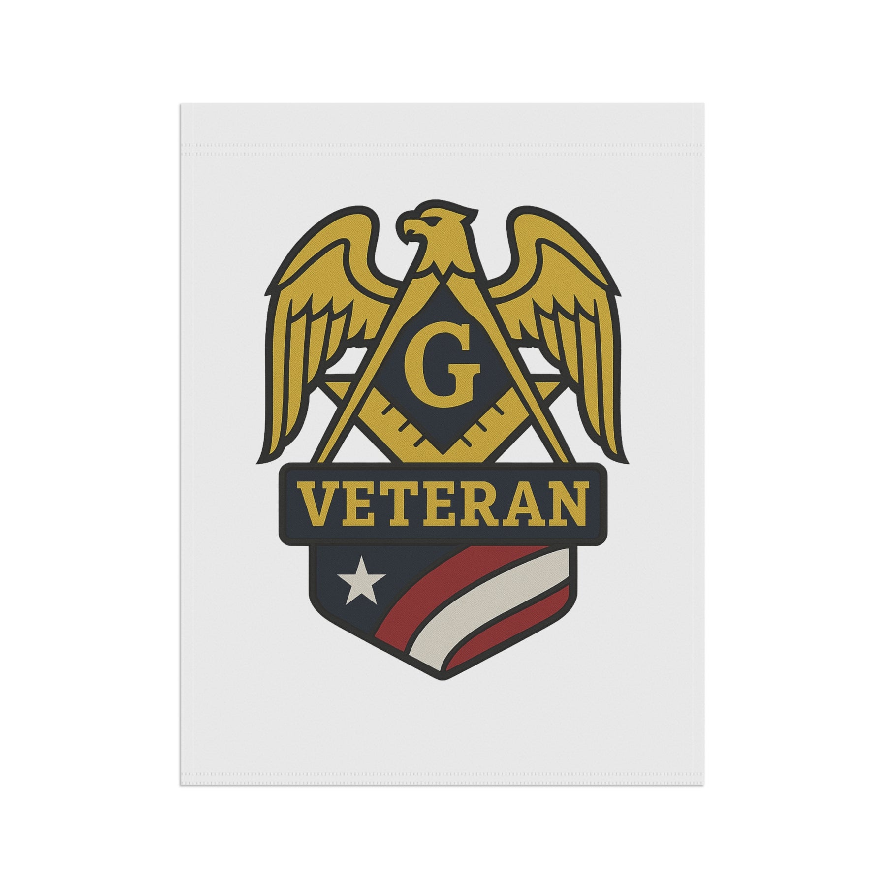 Master Mason Blue Lodge Yard Flag - White Veteran Mason Printed Poly Poplin - Bricks Masons