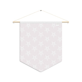 OES Pennant - Order of the Eastern Star Pattern on Polyester Twill With Wooden Dowel - Bricks Masons