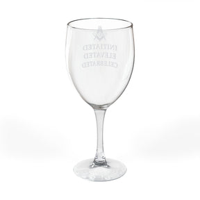 Master Mason Blue Lodge Wine Glass - Square & Compass G Initiated Elevated Celebrated