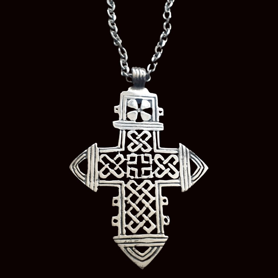 Rastafari Coptic Cross Pendant In Silver 6 X 4 Cm 13 Gr Art 1348 - Bricks Masons