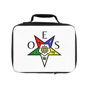 OES Lunch Bag - White With Colorful Star Fully Insulated - Bricks Masons
