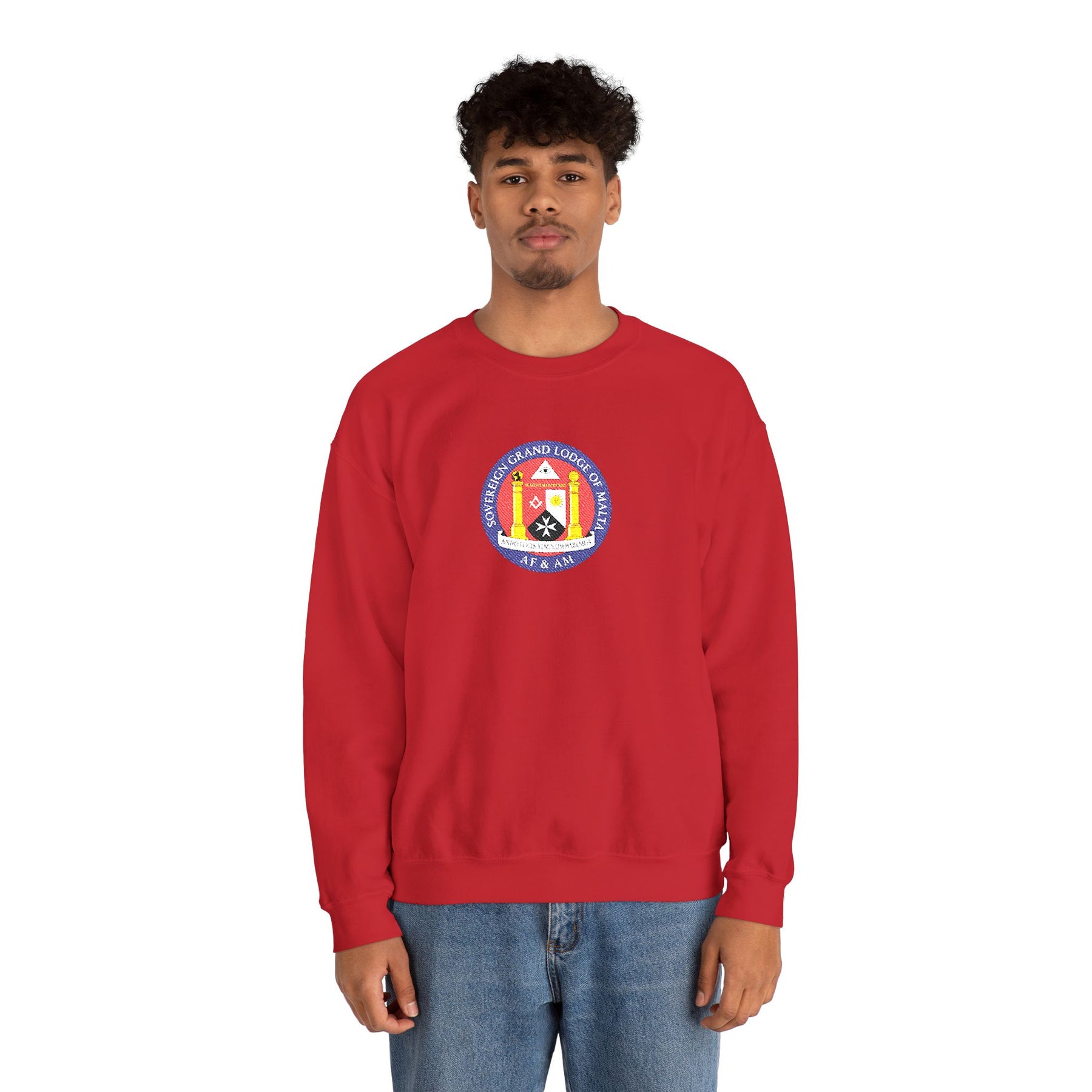Malta Jurisdiction Sweatshirt - Crewneck Embroidered Emblem - Bricks Masons