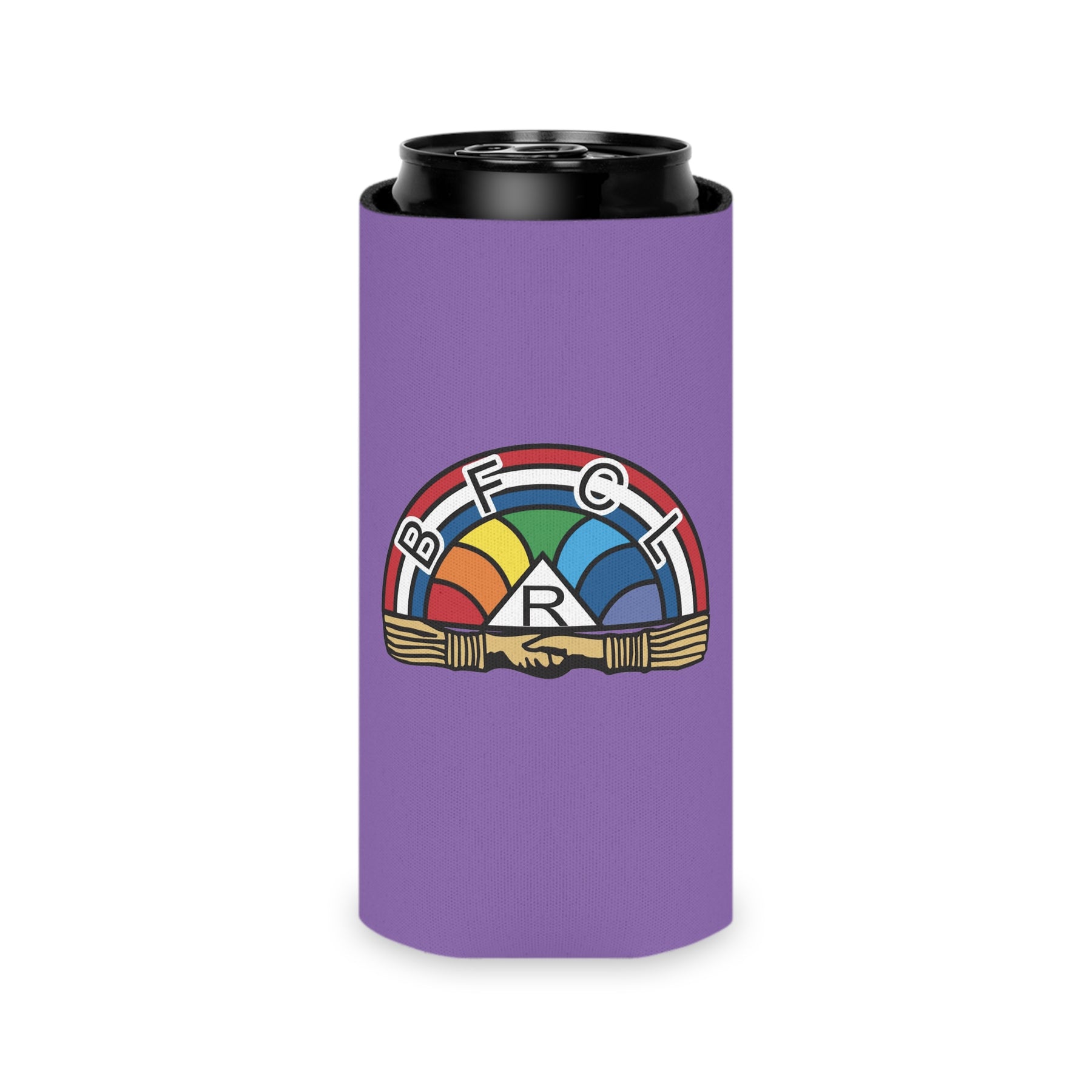 International Order of The Rainbow For Girls Can Cooler - Purple With Colorful Emblem - Bricks Masons