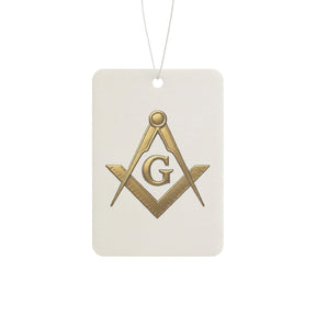 Master Mason Blue Lodge Car Air Freshener - Gold Square & Compass with G - Bricks Masons