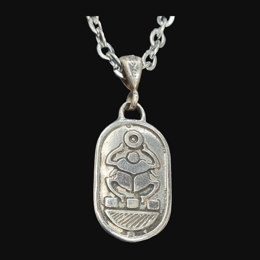 Egyptian Scarab Pendant in Silver 3 x 1.5 cm 6 g Art 1494 - Bricks Masons