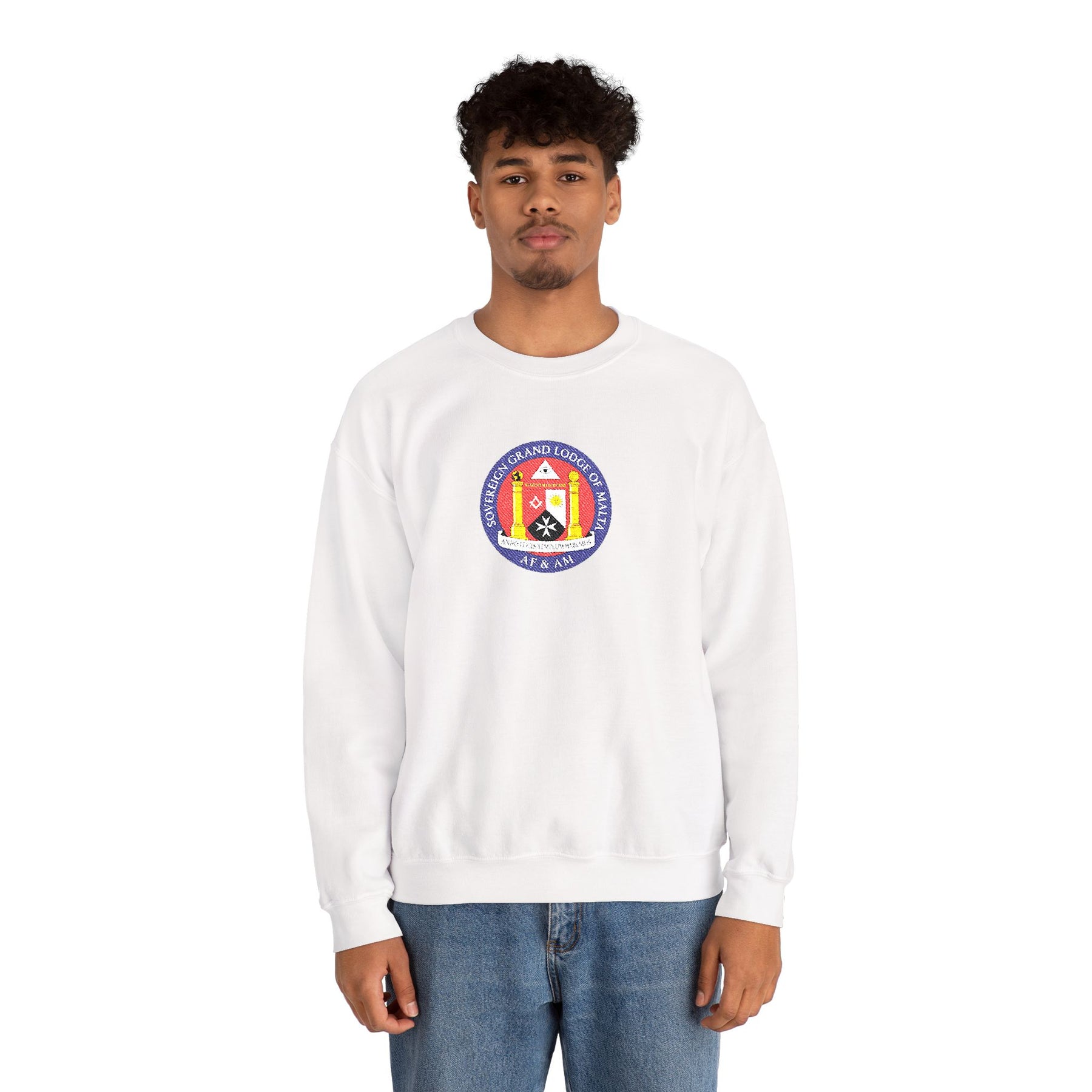 Malta Jurisdiction Sweatshirt - Crewneck Embroidered Emblem - Bricks Masons
