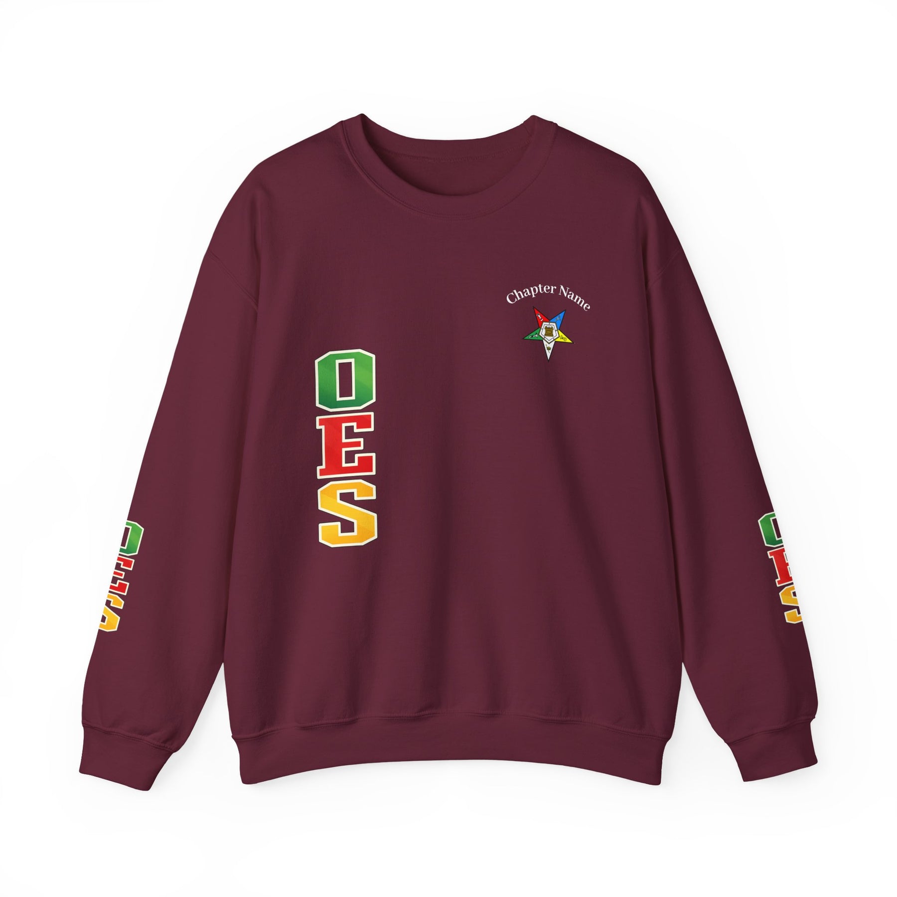 OES Sweatshirt - Colorful Eastern Star & Initials with Personalization - Bricks Masons