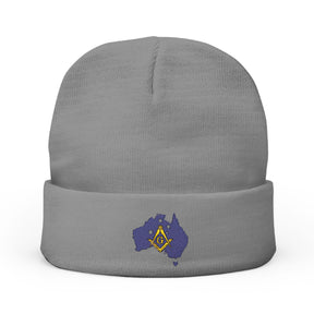 Master Mason Blue Lodge Australia Jurisdiction Beanie - Knit Embroidery Mason S&C - Bricks Masons