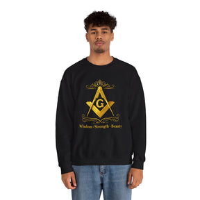 Master Mason Blue Lodge Sweatshirt - Wisdom Strength & Beauty Square & Compass G