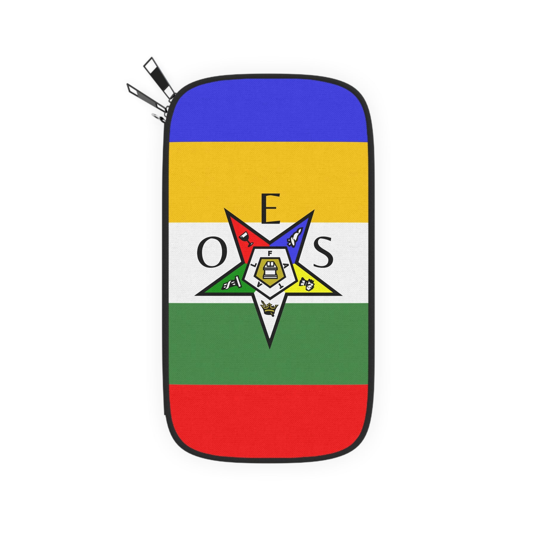 OES Passport Wallet - Colorful Star With Shoulder & Wrist Strap - Bricks Masons