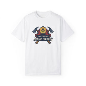 Master Mason Blue Lodge T-Shirt - Garment-Dyed Firefighter Tee - Bricks Masons