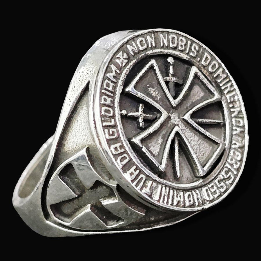 Non Nobis Domine Templar Ring In Silver 12 Gr Art 1705 - Bricks Masons