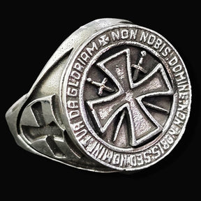 Non Nobis Domine Templar Ring In Silver 12 Gr Art 1705 - Bricks Masons