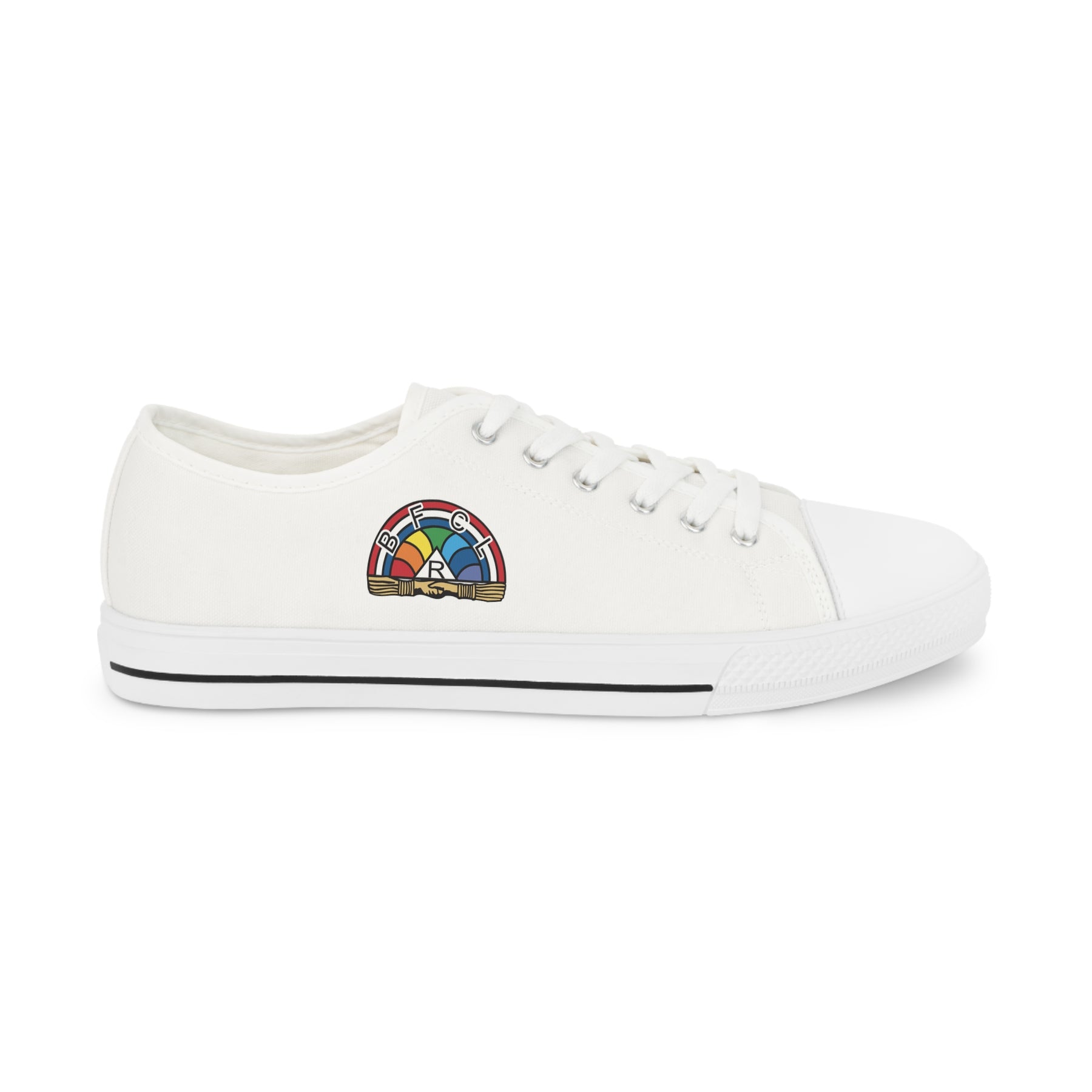 International Order Rainbow For Girls Sneaker - Low Top Sneaker Black & White Colorful Emblem - Bricks Masons