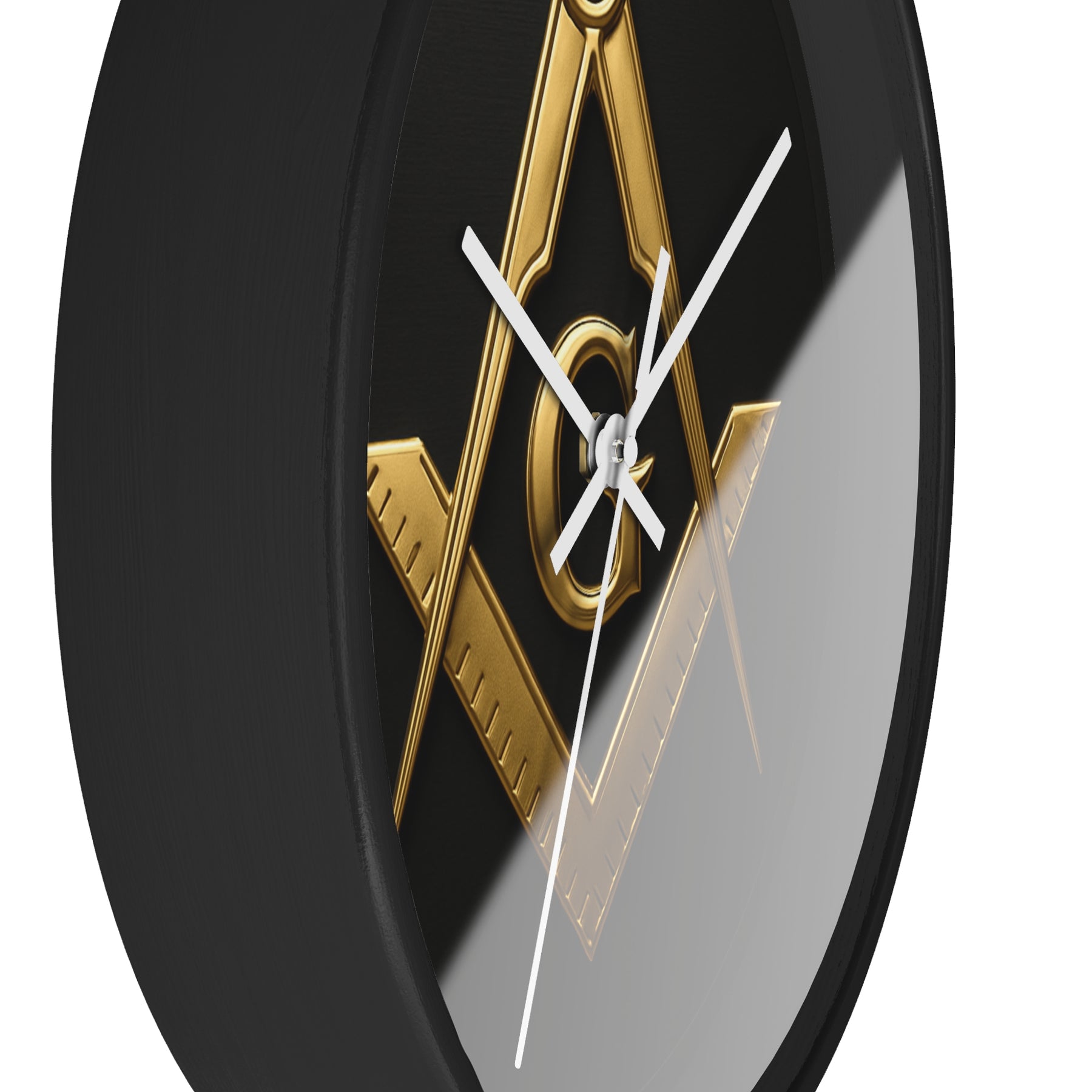 Master Mason Blue Lodge Clock - S&C with G Design on Wood Frame - Bricks Masons