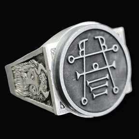 Demon Ring 22 COUNT PRESIDENT IPOS 72 Demons Lesser Key of Solomon Goetia In Silver 2.2 cm x 1.8 cm 18 Gr Art 1800 - Bricks Masons